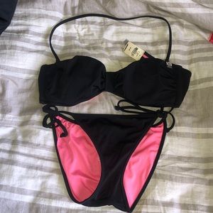 NWT VS Pink Black Bikini Set